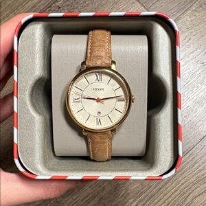 FOSSIL Jacqueline Brown Leather Watch gold brown leather band